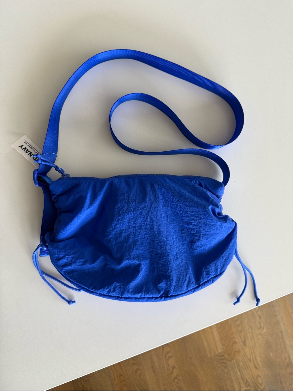 Old Navy Bright Blue Crossbody Bag with Drawstring Accents